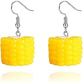 MALOYANVE Corn Earrings for Women Handmade 3D Funny Resin Lightweight Statement Lifelike Corn Candy Food Dangle Drop Earrings Autumn Fall Thanksgiving Day Holiday Jewelry