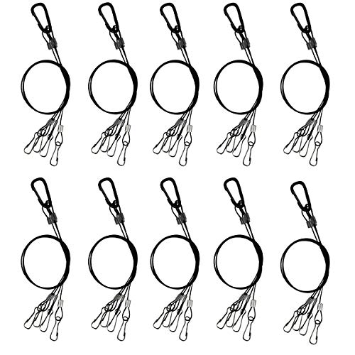 Bayyee Hanging Basket Plant Hanger Holders for Indoor and Outdoor Plants, LED Grow Light Aquarium Tank Lamp,Stainless Steel Rope (Black 10Pack)