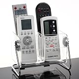 Focux Clear Acrylic Remote Control Holder Organizer Magic Telephone and Stationary Holder Holds up to 6 Remotes,360 Degree Rotatable (Clear)