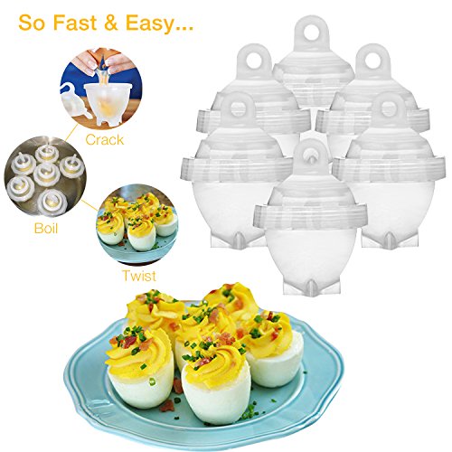 WEBSUN Hard Boiled Eggs Cooker with Egg Separator AS SEEN ON TV, BPA Free Egg Cooker Hard & Soft Maker (White 7 PCS)