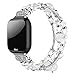 Simpeak Band Compatible with Fitbit Versa/Versa 2 / Versa Lite/Versa SE Smartwatch, Bracelet Elastic Beaded Pearl Band Replacement for Fitbit Versa,Women, White