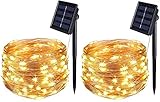 BOLWEO 2 Pack Solar Powered String Lights,Solar Fairy Lights,16.4Ft 50LEDS,Water