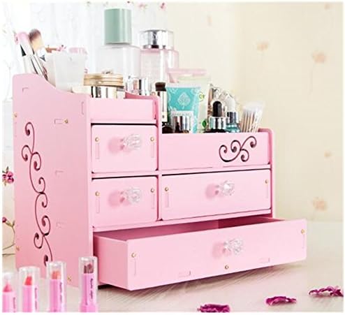 Gobuy European Style Makeup Organizer with Drawer Carved Flower Waterproof Storage Box Easy Life