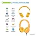 Wireless Bluetooth Headphones for Kids - BuddyPhones PLAY | Kids Safe Volume Limited to 75, 85 or 94 dB | Foldable with 14-Hour Battery Life | Optional Cable for Audio Sharing | Yellow
