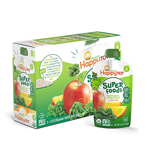 Happy Tot Organic Stage 4 Super Foods Toddler Food, Appple, Mango and Kale, 4.22 Ounce, 16 Count