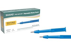 AD SURGICAL SHARD Premium+ Disposable Biopsy Punch, Individually Packed & Sterile - Box of 10 (2.5 mm)