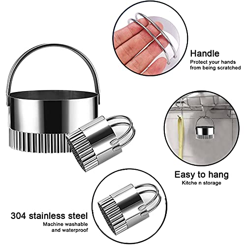 Biscuit Cutters Set, 5 Pcs Cookies Plain Edge Cutter with Handle, 18/8