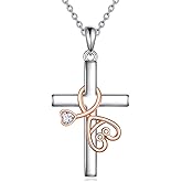POPLYKE Stethoscope Cross Necklace for Women 925 Sterling Silver Medical Jewelry Pendant Nurse Doctor Graduation Gift for Medical Student