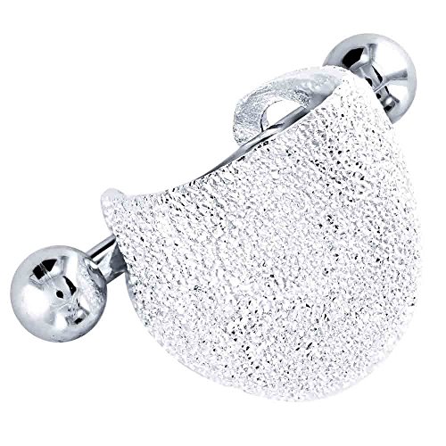 Stainless Steel and Sterling Silver Brushed Wide Band Cartilage Earring