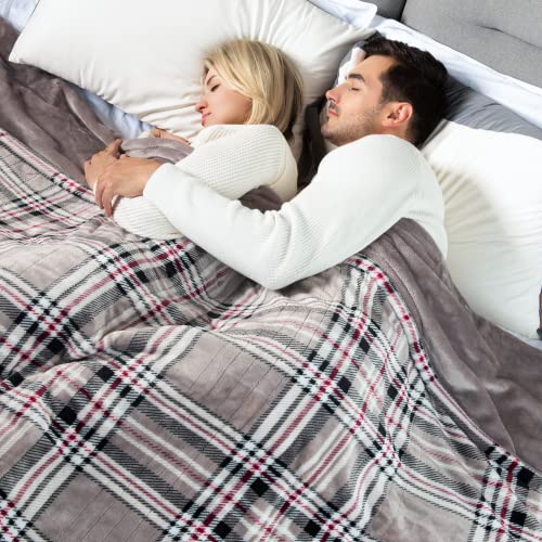 [5 Year Warranty] WOOMER Electric Heated Throw Blanket, Soft Flannel