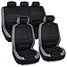 BDK Venice Series Car Seat Covers for Auto - Gray Stripes on Flat Black Cloth - Split Bench Function, Original Cover Protection