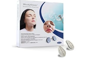 WoodyKnows Ultra-Breathable Nasal Filters, seasonal and dust allergies aid (Narrow, S, 6 Pack)
