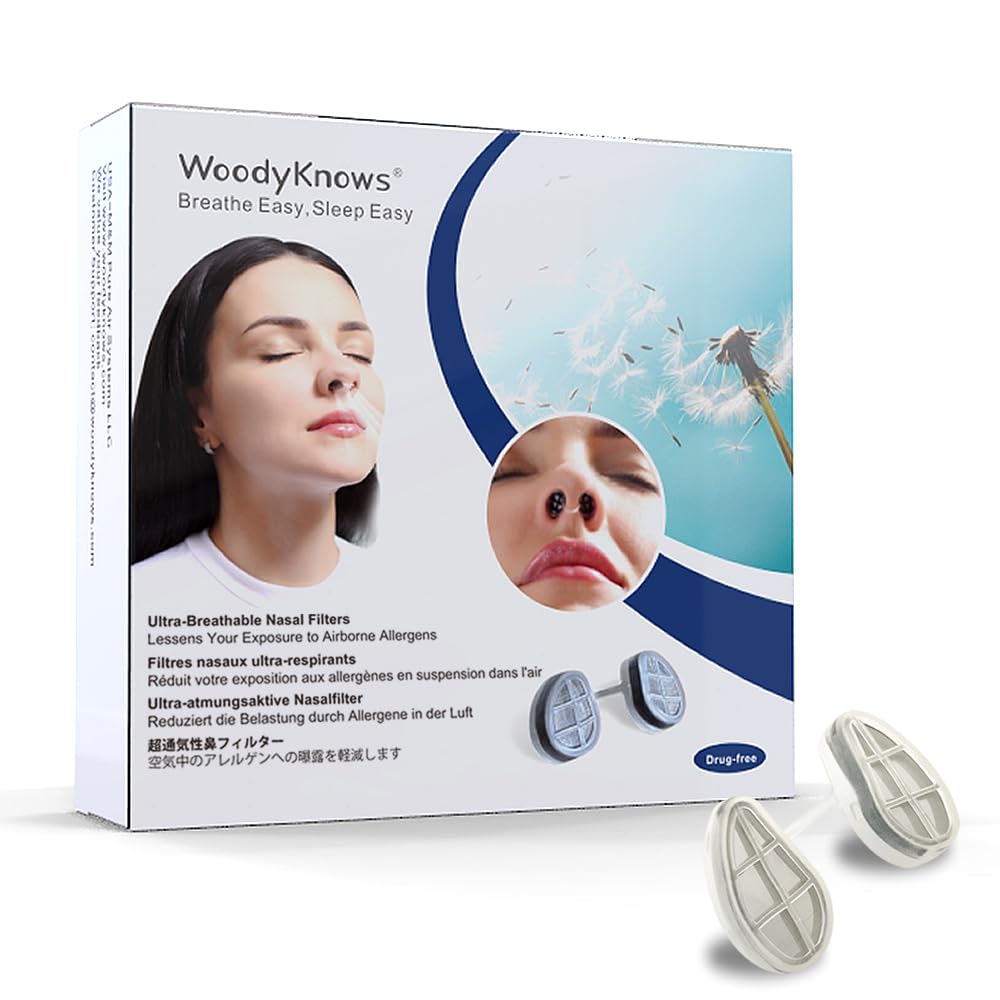 WoodyKnows Ultra-Breathable Nasal Filters, Seasonal and dust Allergies aid (Trial, Narrow, S/M/L/XL)