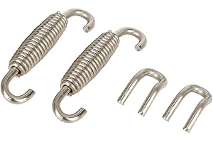 VekAuto 2 Pcs 45mm Motorcycle Exhaust Pipe System Muffler Coil Spring Universal Stainless Steel Silver Tone Auto Accessories