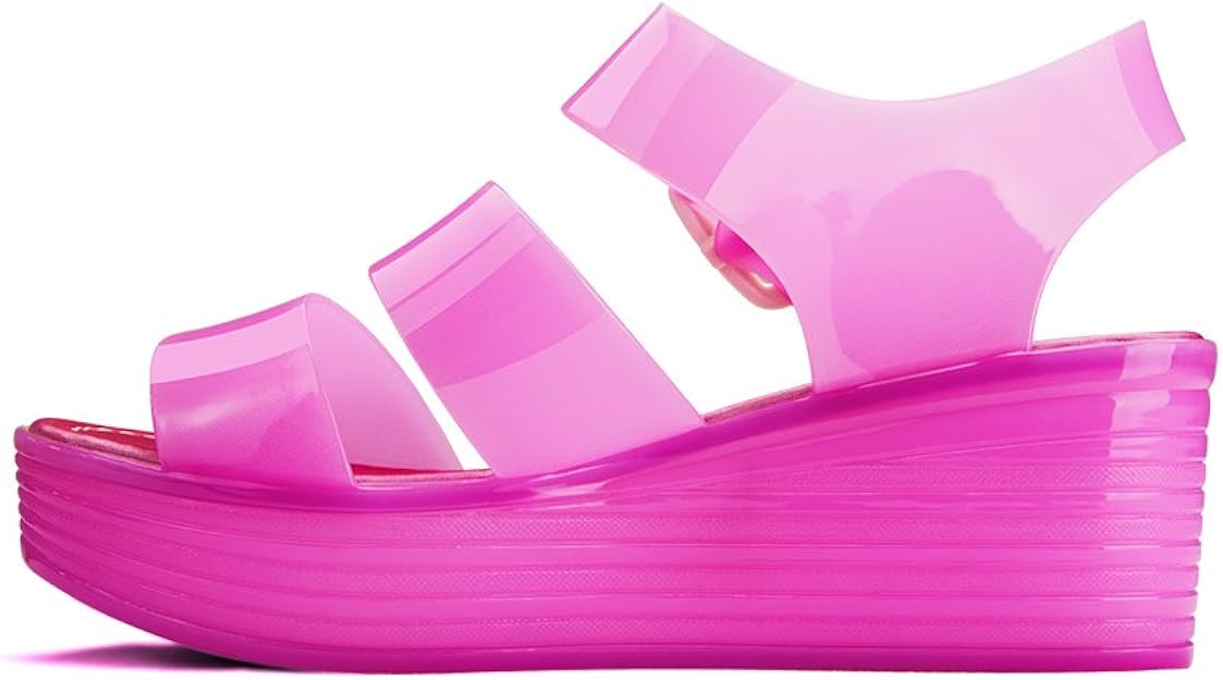 Amazon.com: Chemistry Women's Jelly Platform Wedge Heel Sandals Adjustable Strap Upper Low Top 