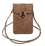 KISS GOLD (TM) Luxury Matte PU Leather Mini Crossbody Single Shoulder Bag Cellphone Pouch (Model A-Brown)