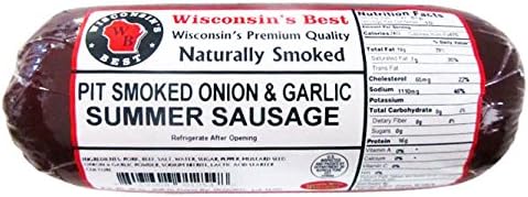 Wisconsin Best Pit Smoked Summer Sausage Onion and Garlic, 12 Ounce