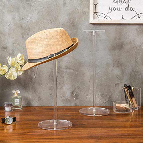 MyGift 16Inch Premium Clear Acrylic Hat Stand and Wig Holder Rack, Decorative Hat Display Stand