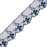 NAVY BLUE Flower Raschel Non-Stretch Lace Trim, 1-1/4 Inch by 2-Yards, STEP-3886