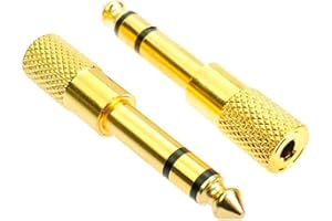 2pcs 6.35mm to 3.5mm Audio Adapter, 1/4 Inch to 1/8 Inch Jack Converter for Microphone, Guitar, Amp, Gold Plated Connector