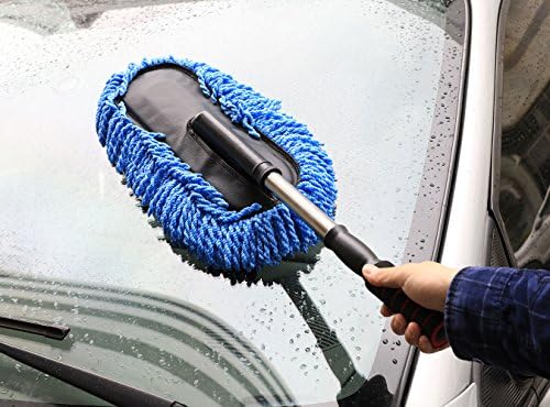 Winthome Blue Car Wash Brush， Removable Telescopic Retractable Handle Car Wax Drag Microfiber Car Brush for Washing the Car (blue)