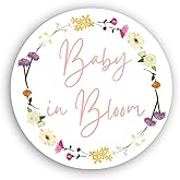 Baby in Bloom Baby Shower Favor Stickers for Girls, Wildflower Baby Sprinkle Thank You Party Favor Labels, Round Favor Stickers, 40 Pack, 2 inch Stickers