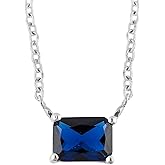 NJCRAFT Silver Plated Crystal Pendant Necklace for Women | Rectangular Stone on Elegant Chain | Minimalist Party & Daily Wear Jewelry | Adjustable Chain 16+2 Inch