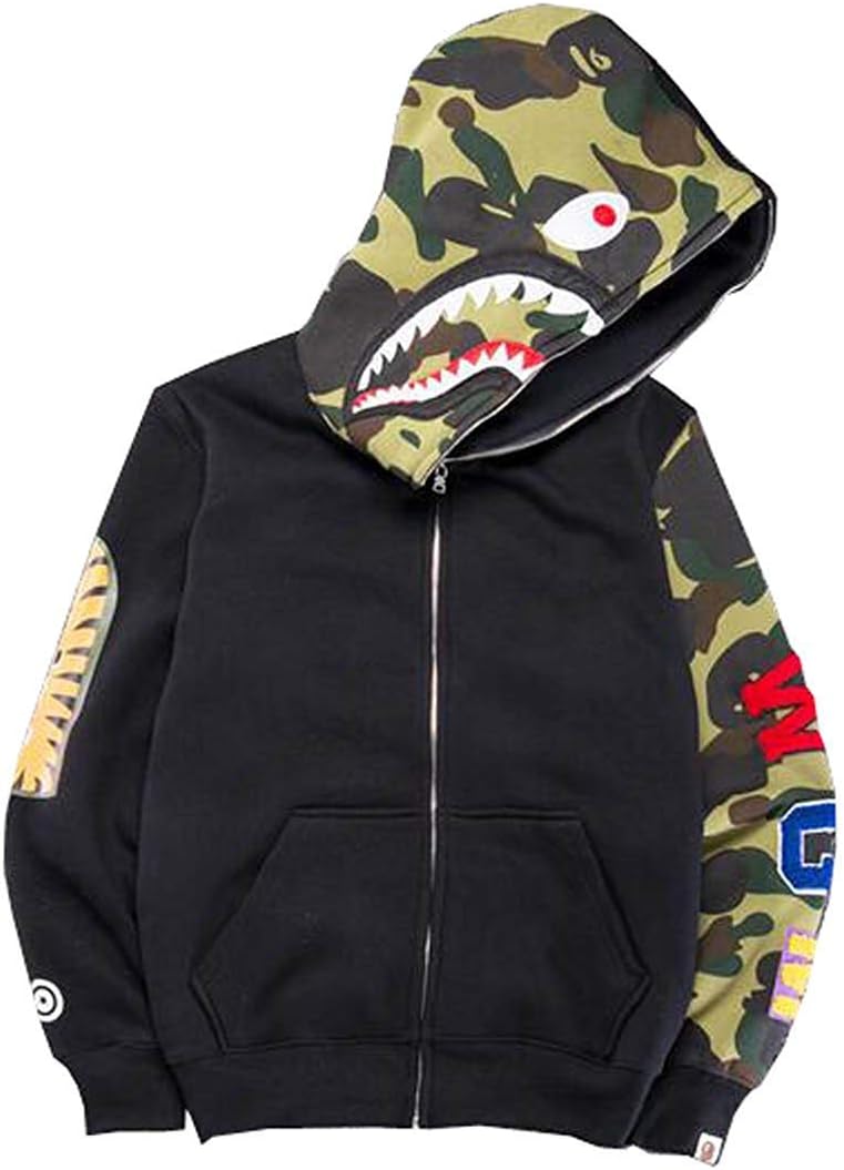 QingShuiYuan Mens Hoodies Sweatshirt Fashion Outdoor Tracksuit Ape Bape Casual Hip-Hop Funny Coat