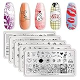 BORN PRETTY Rectangle Stamping Plate Love Valentine's Day Pattern Nail Art Plate 5 Pieces
