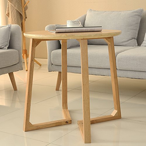 Round Reception Table/Accent Table/End Table for Living Room,Office,Waiting Room,Conference and Meeting Room Wood,Small, Nature Color