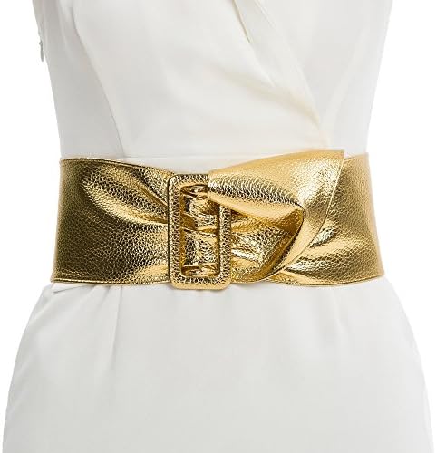 Wide Buckle Belt-Gold Metallic