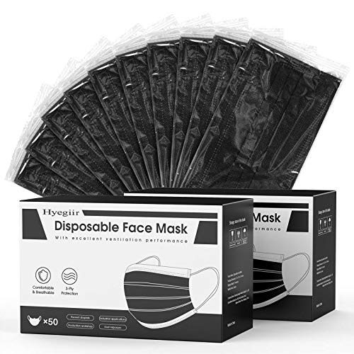 200 Pack 3 Layers Individually Wrapped Disposable Face Masks, Hyegiir