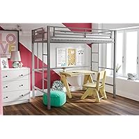 Your Zone Indoor Metal Loft Bunk Twin Bed in Silver