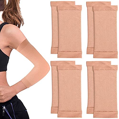 4 Pair of Arm Wrap Shaper Female Arm Trainers Arm Wrap Sleeve for Women Sport Fitness Arm Shape Supplies (Nude Color)