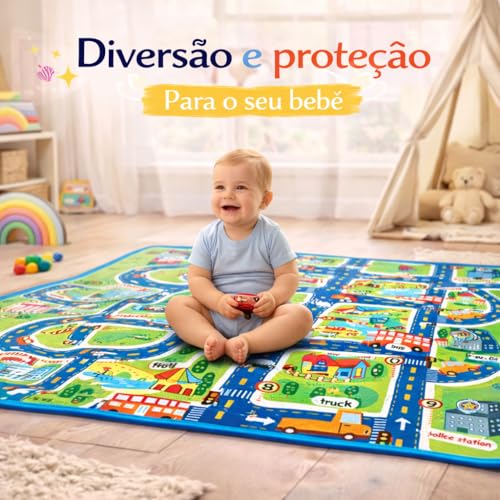 Tapete Infantil de Pano Térmico, Tema Dinossauros, Colorido, para Bebês e Crianças (Cidade)