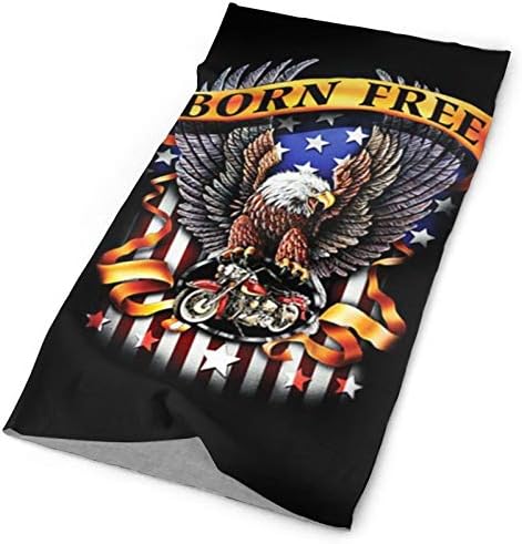 Colorful face and neck gaiter with abstract pattern.