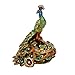 Round Male Peacock Figurine Box Swarovski Crystals Bird Jewelry, Trinket Keepsake or Pill Box Figurine