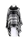 OTIOTI Womens Knitted Pullover Poncho Sweater Winter Turtleneck Cape Tassel Shawl Black and White Plaid