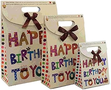 Amazon 6枚セット Happy Birthday 大中小各2枚 簡単 かわいい ラッピング用品 プレゼント 用 お誕生日 お祝い 紙袋 セット S M L ペーパーバッグ ギフトバッグ ハッピーバースデー の気持ちを込めて ギフト バッグ お祝い 各種 サイズセット S M L 各2 ギフト