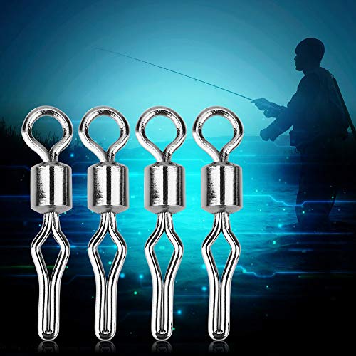 Qiilu 100PCS Rolling Swivels Hook Lure Connectors Angelgerät Angeln Rolling Ball Bearing Barrel Swivel mit Sicherheits… – Bild 4