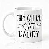 SRWNFOS They Call Me Cat Daddy Coffee Mug, Kitten Whiskers Theme Drinking Cup For Coffee Lover, Funny Ceramic Mug for Cat Daddy, Christmas Thank You Gifts For Pet Owners Husband Family Pets Lover