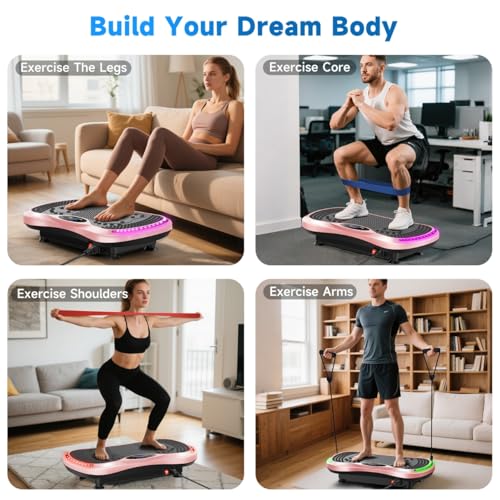 Vibration Plate Exercise Machine for Lymphatic Drainage, Vibration Machine for Full-Body Weight Loss Shaping, Vibrate Fitness Platform 400 Lbs & 200 Adjustable Speeds