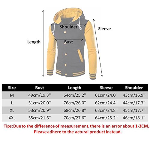 Trifuness Varsity Jacket Letterman Jacket Baseball Jacket with Long Sleeve Banded Collar - Thumbnail 3