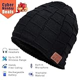 Bluetooth Beanie, Wireless Bluetooth Hat with Bluetooth Headphones Supports Hands-free HD Music & Calling, Dual Layer, Unisex, Charged via USB, Fully Washable, Christmas Gifts.