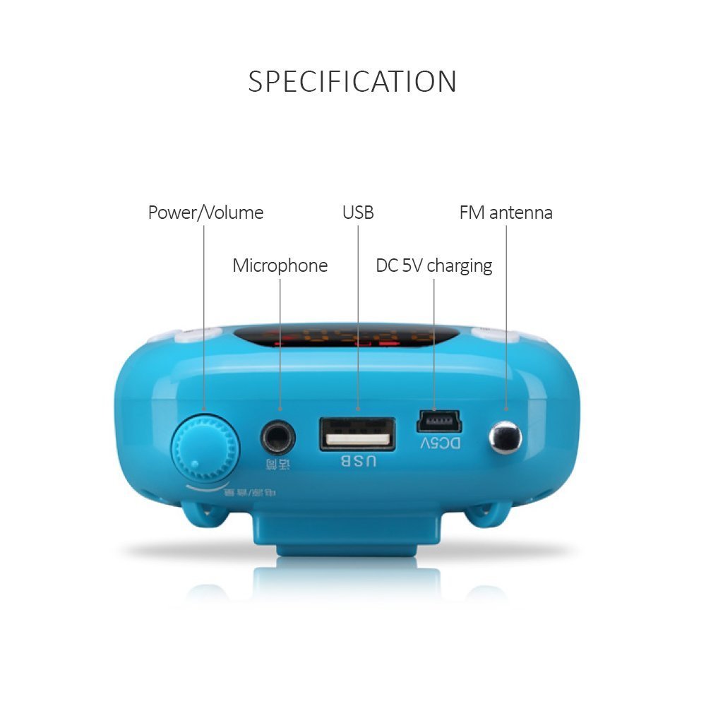 Zoweetek® Voice Amplifier Wireless 5W 1500mAh Lithium Battery and Wireless Microphone Suitable for Tour Guides, Teachers, Coaches, Presentations, Costumes, Charger Included