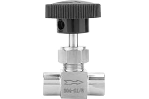 SIMLUG Needle Valve Stainless Steel, BSPP Female Thread Straight Needle Valve for Water Gas Oil Transmission(1/8)