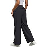 ZFLM Women's Elastic Waist Sports Pants Loose Casual Travel Pants Wide Legs High Waist Fitness Pants with Pocket