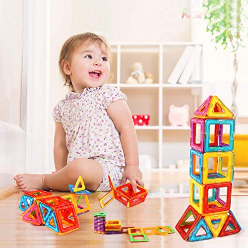 Kidcheer Magnet Building Tiles, Magnetic 3D Building Blocks Set for Kids, Magnetic Educational Stacking Blocks Boys Girls Toys