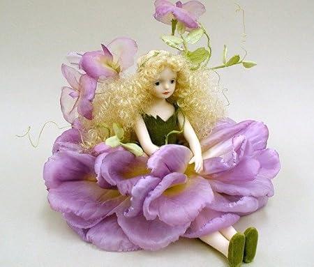 Amazon 若月まり子ビスクドール お花の妖精 エルフィンフローリー スイートピー パープル 人形 ドール おもちゃ