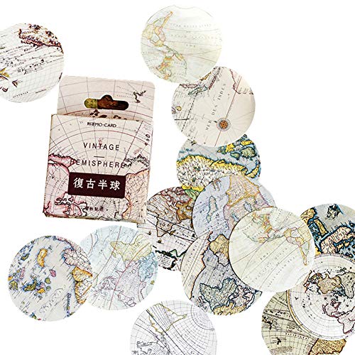 Kawaii Vintage Paper Stationery Sticker Set Animal Plant Owl Rabbit Bird Pocket Watch Famous Painting Hot Air Balloon Hemisphere for Gift Packing Scrapbooking Album Planner Journal Arts DIY Craft